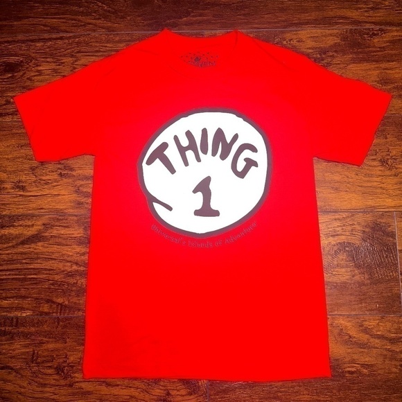 Universal Studios Thing 1 Red Cat in the Hat Adult Size S Cotton - Picture 1 of 3